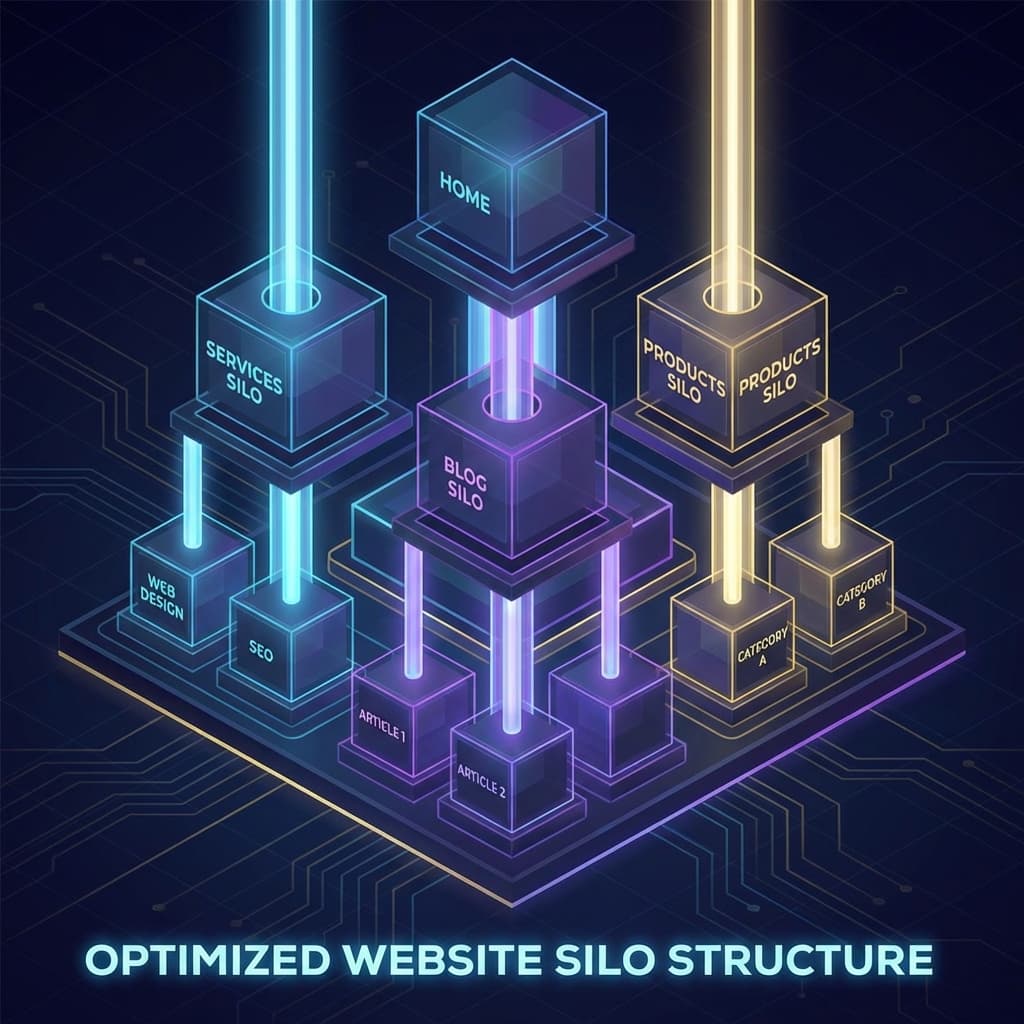 03. İç Linkleme ve Silo Mimarisi 3D Illustration