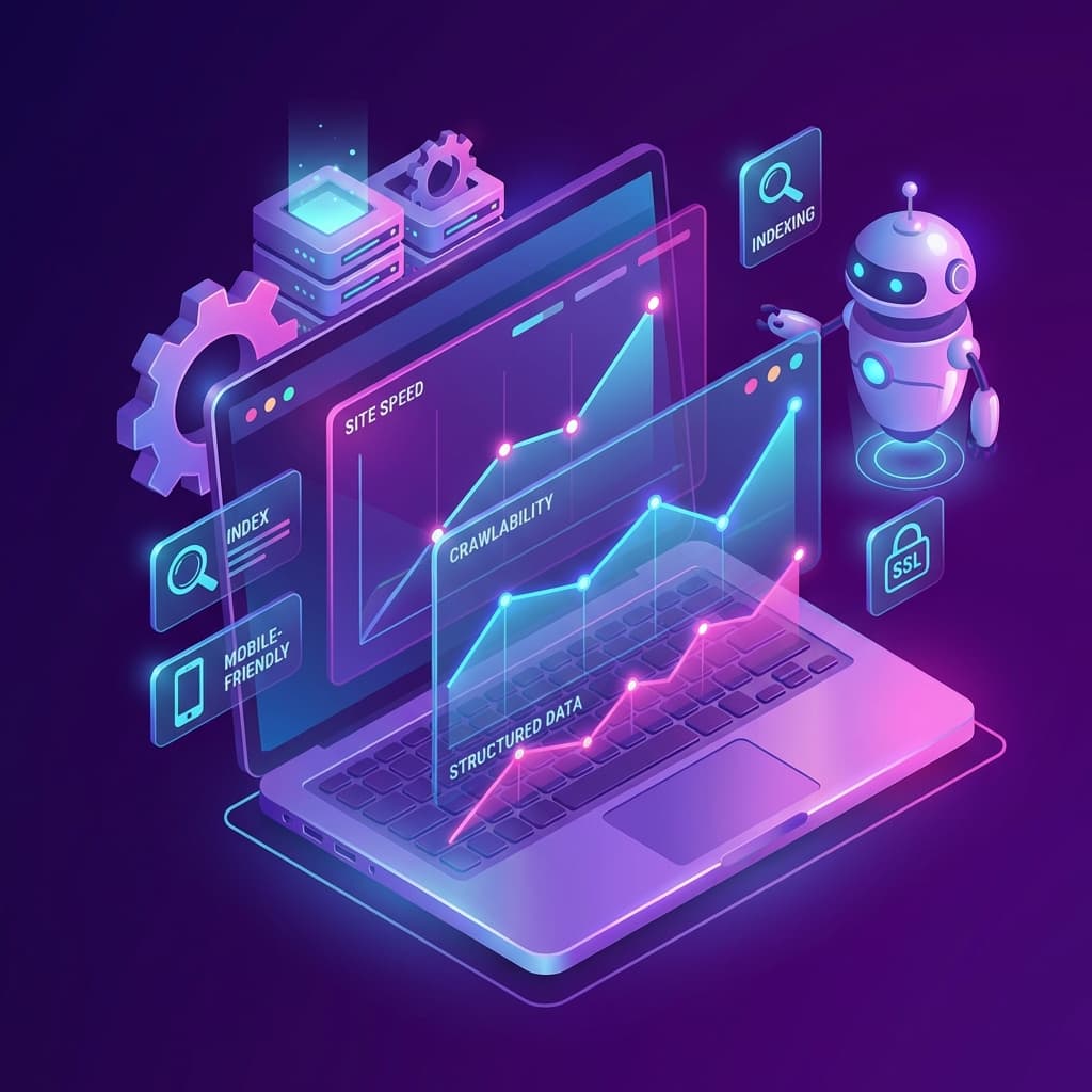 Teknik SEO: Altyapı ve Performans 3D Illustration
